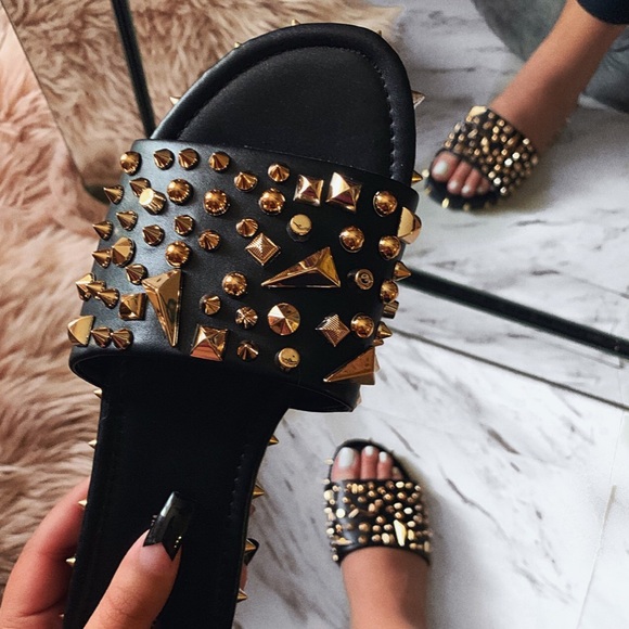 Best Seller Gioni spiked studded black sandals - Picture 6 of 8